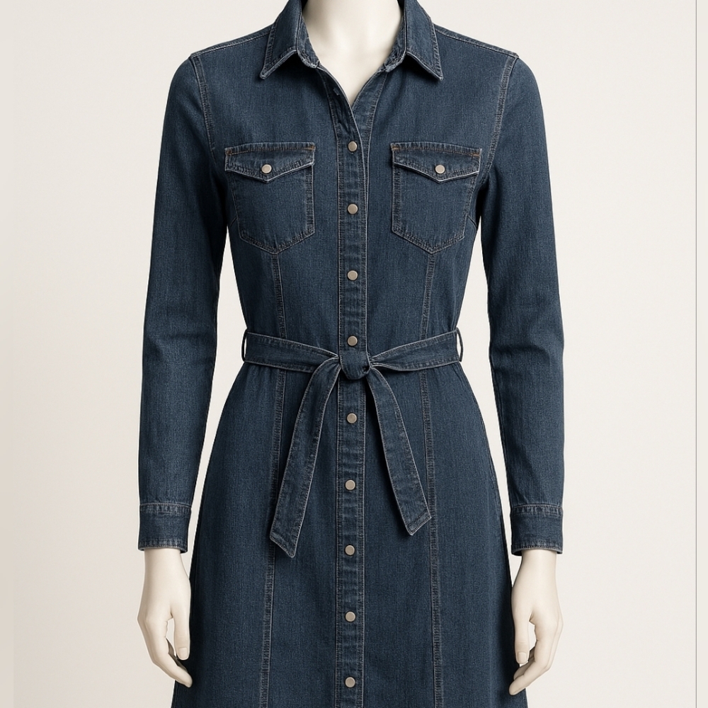 Tommy Hilfiger Women's Belted Denim Shirt Dress – Size 6